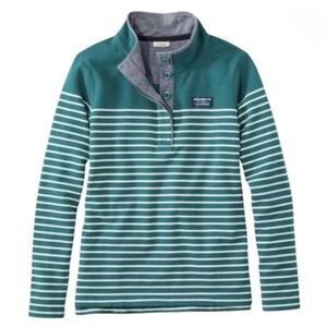 L.L. Bean Preppy Striped Women’s Rugby - 100% Cotton - Chambray Collar - Size M